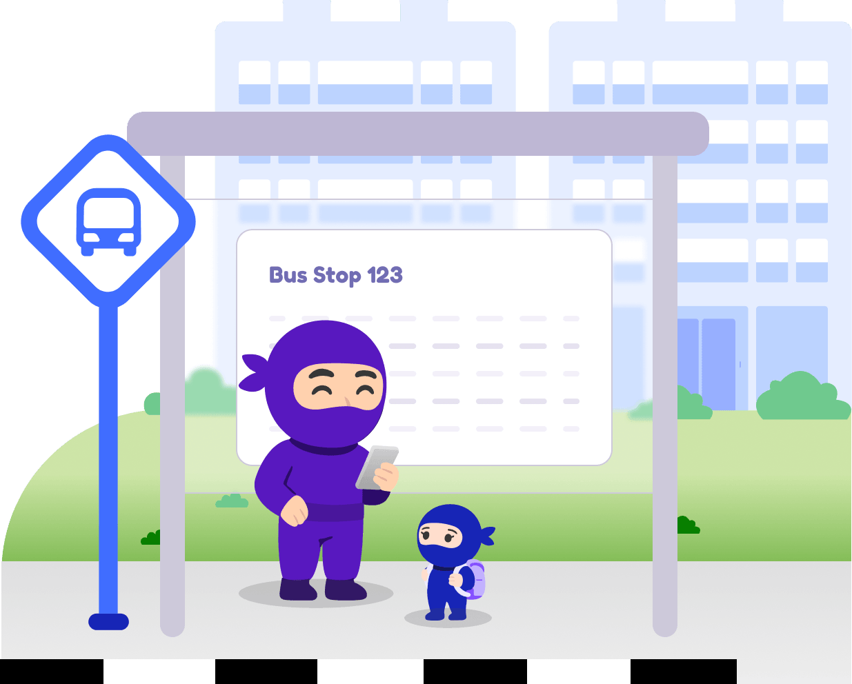Bus Ninja illustration for parents
